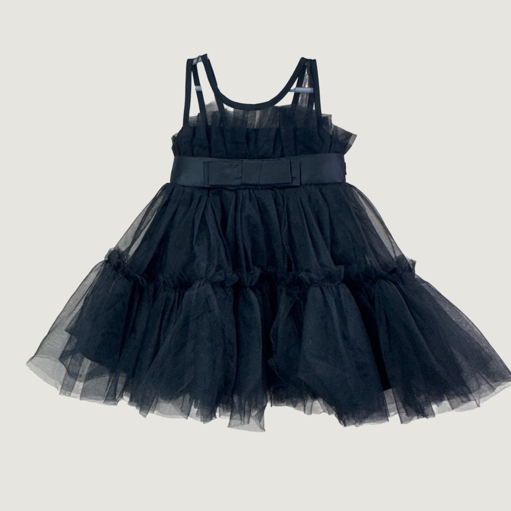 Unbranded Baby Girls Tulle Tutu Dress Black Goth Princess Gown Removabe Train